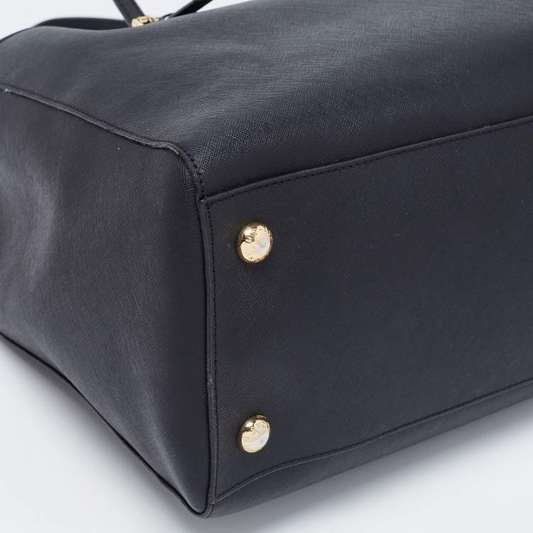 Pre Owned MICHAEL Michael Kors Black Saffiano Leather Large Jet Set Travel Tote