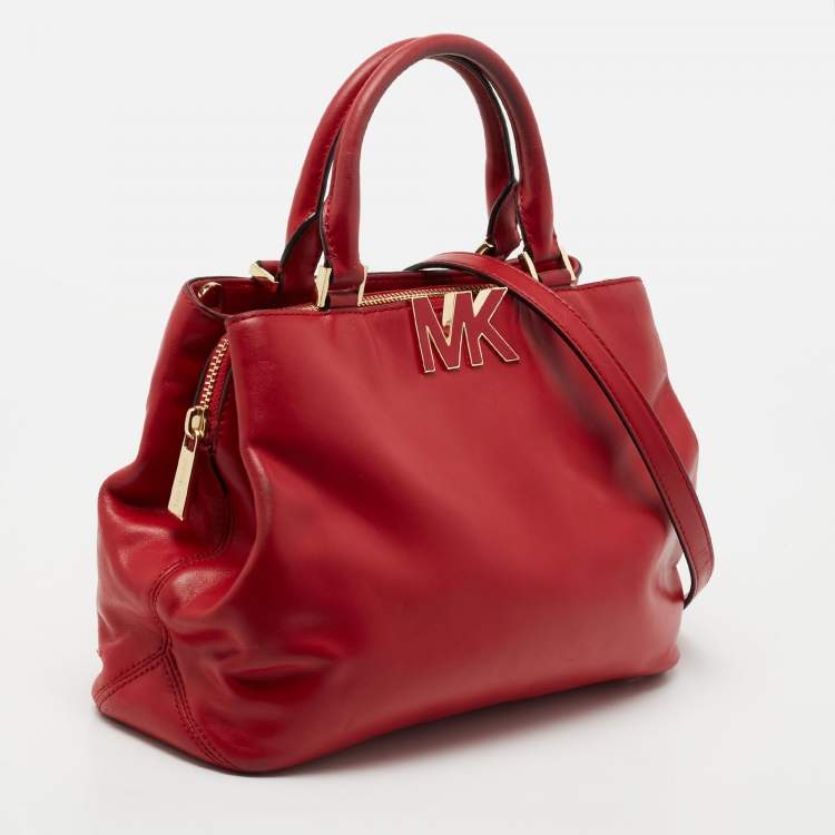 Pre Owned MICHAEL Michael Kors Red Leather Medium Florence  Satchel