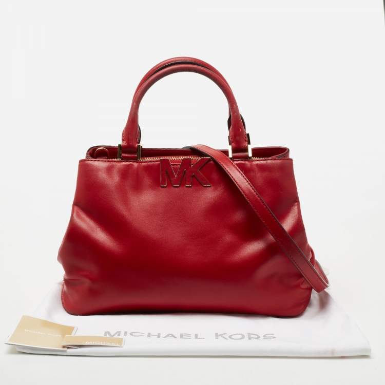 Pre Owned MICHAEL Michael Kors Red Leather Medium Florence  Satchel
