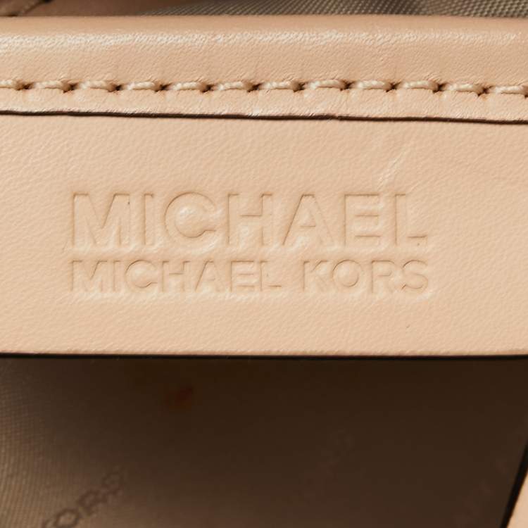 Pre Owned MICHAEL Michael Kors White Signature Coated Canvas and Leather Jet Set East West Tote