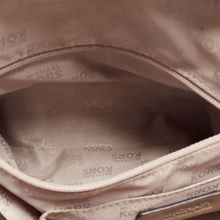 Pre Owned Michael Kors Dark Beige Saffiano Leather Large Cindy Dome Satchel