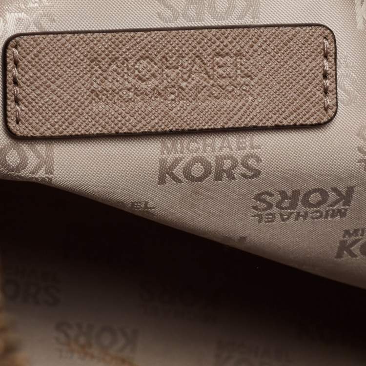 Pre Owned Michael Kors Dark Beige Saffiano Leather Large Cindy Dome Satchel