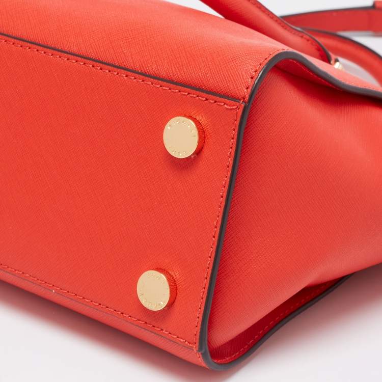 Pre Owned MICHAEL Michael Kors Orange Leather Medium Selma Satchel
