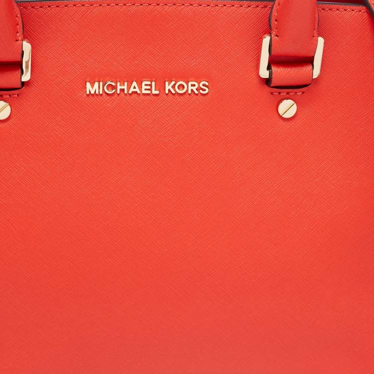 Pre Owned MICHAEL Michael Kors Orange Leather Medium Selma Satchel