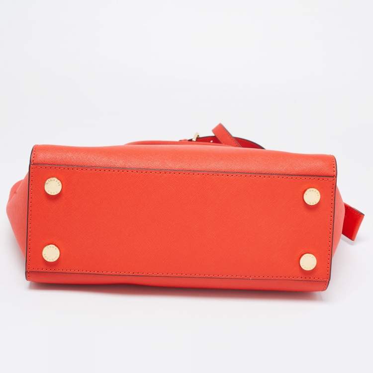 Pre Owned MICHAEL Michael Kors Orange Leather Medium Selma Satchel