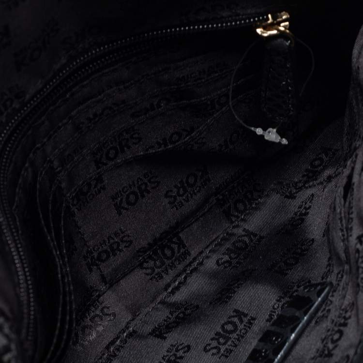 Pre Owned MICHAEL Michael Kors Black Python Embossed  Leather Turnlock Crossbody Bag