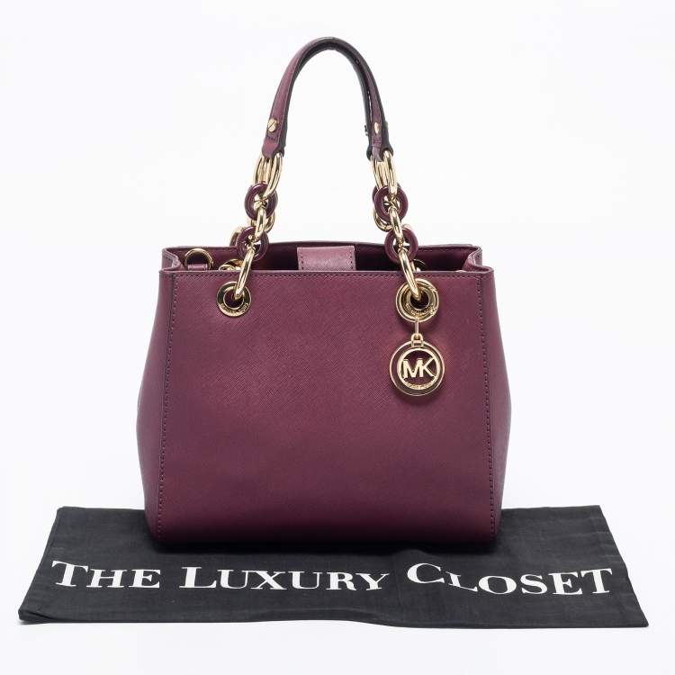 Pre Owned MICHAEL Michael Kors Burgundy Leather Small Cynthia Satchel 