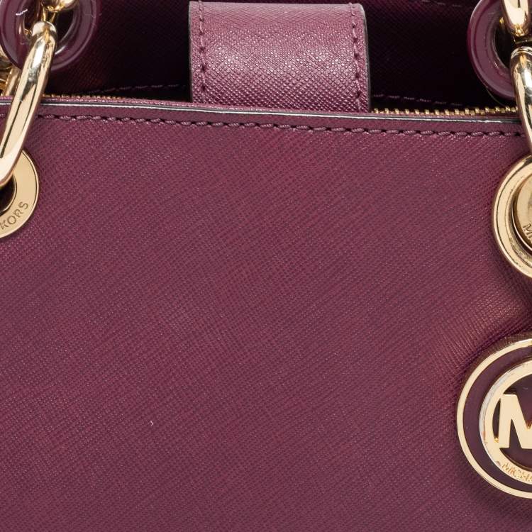 Pre Owned MICHAEL Michael Kors Burgundy Leather Small Cynthia Satchel 