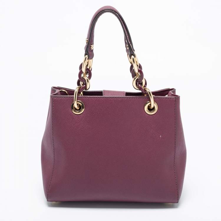 Pre Owned MICHAEL Michael Kors Burgundy Leather Small Cynthia Satchel 