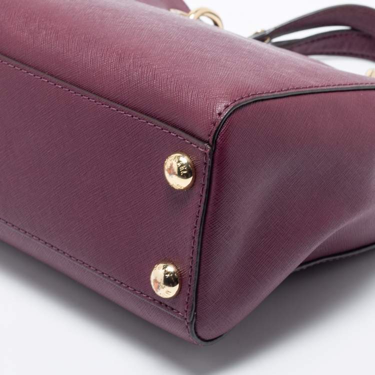 Pre Owned MICHAEL Michael Kors Burgundy Leather Small Cynthia Satchel 