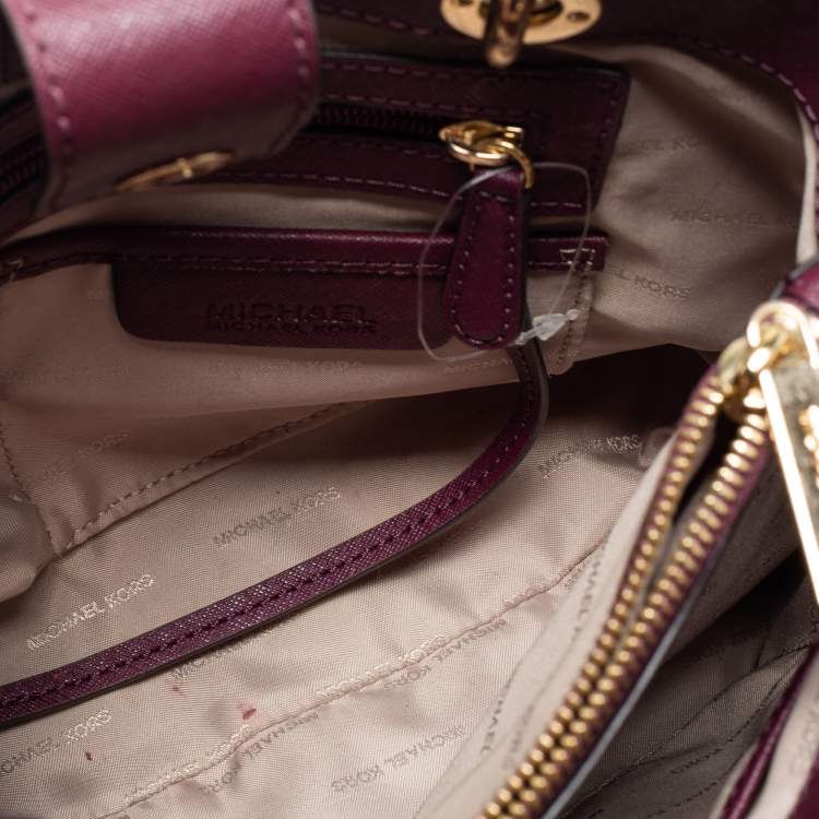 Pre Owned MICHAEL Michael Kors Burgundy Leather Small Cynthia Satchel 