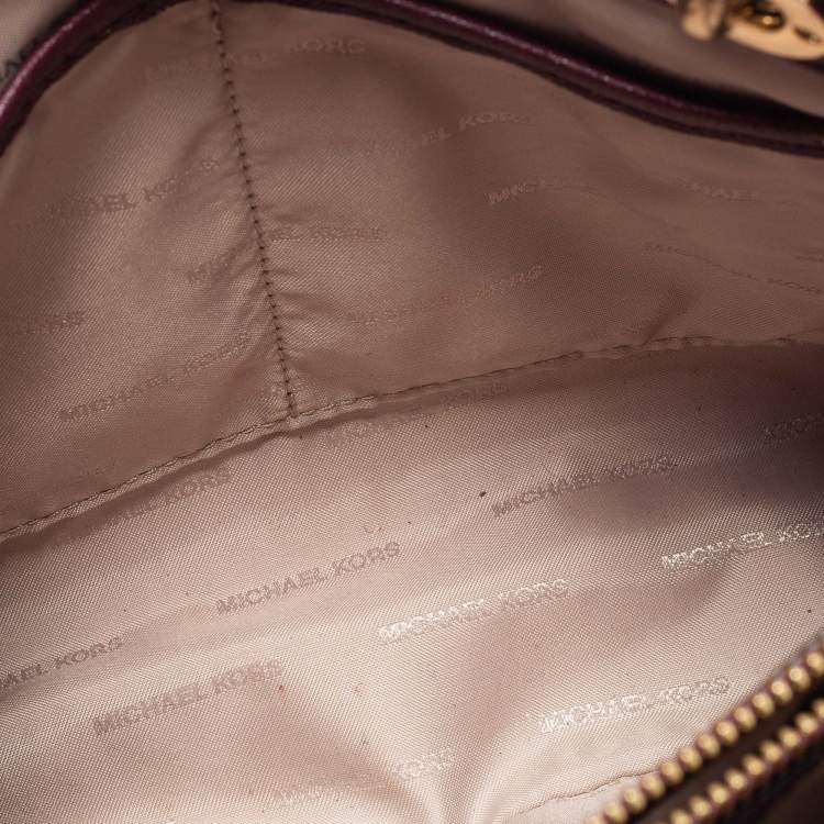 Pre Owned MICHAEL Michael Kors Burgundy Leather Small Cynthia Satchel 