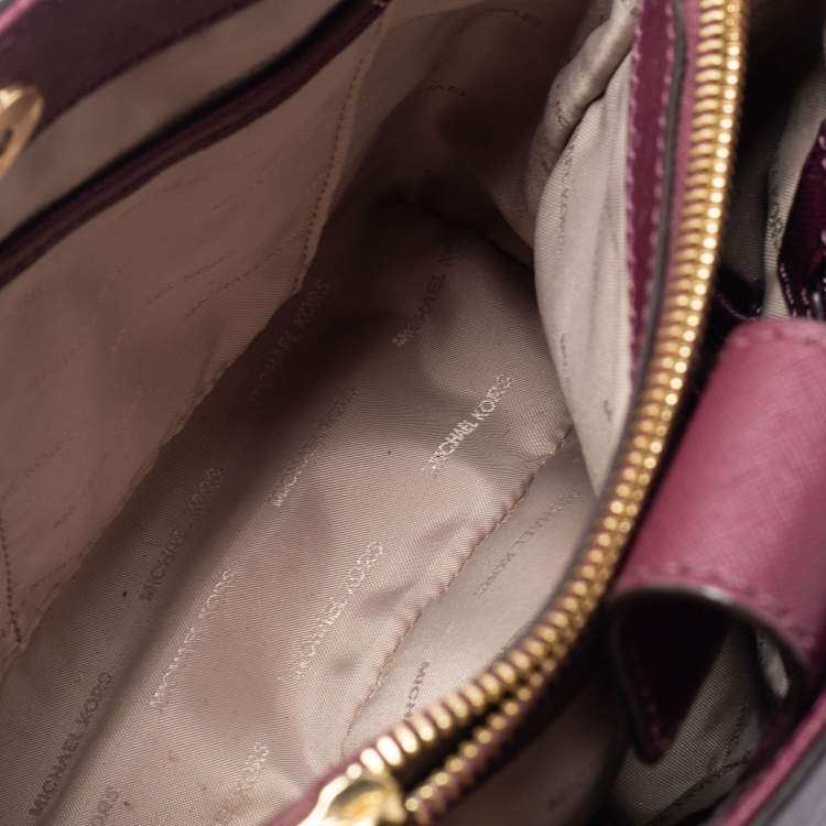 Pre Owned MICHAEL Michael Kors Burgundy Leather Small Cynthia Satchel 