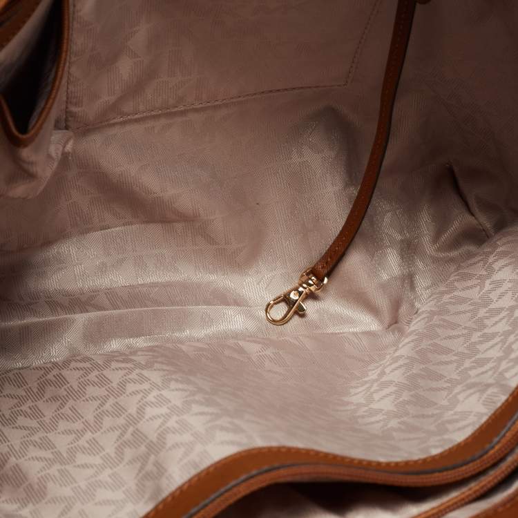 Pre Owned MICHAEL Michael Kors Brown Saffiano Leather Large Jet Set Travel Tote