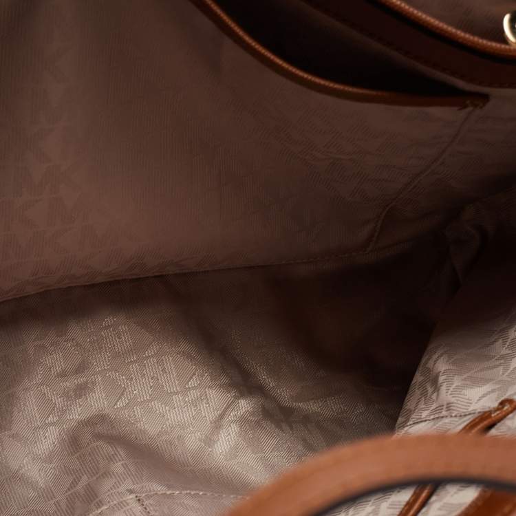 Pre Owned MICHAEL Michael Kors Brown Saffiano Leather Large Jet Set Travel Tote