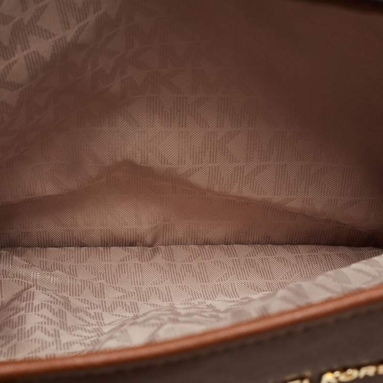 Pre Owned MICHAEL Michael Kors Brown Saffiano Leather Large Jet Set Travel Tote