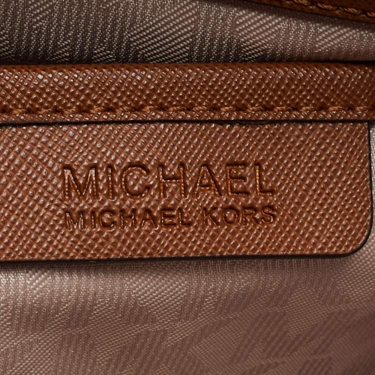 Pre Owned MICHAEL Michael Kors Brown Saffiano Leather Large Jet Set Travel Tote