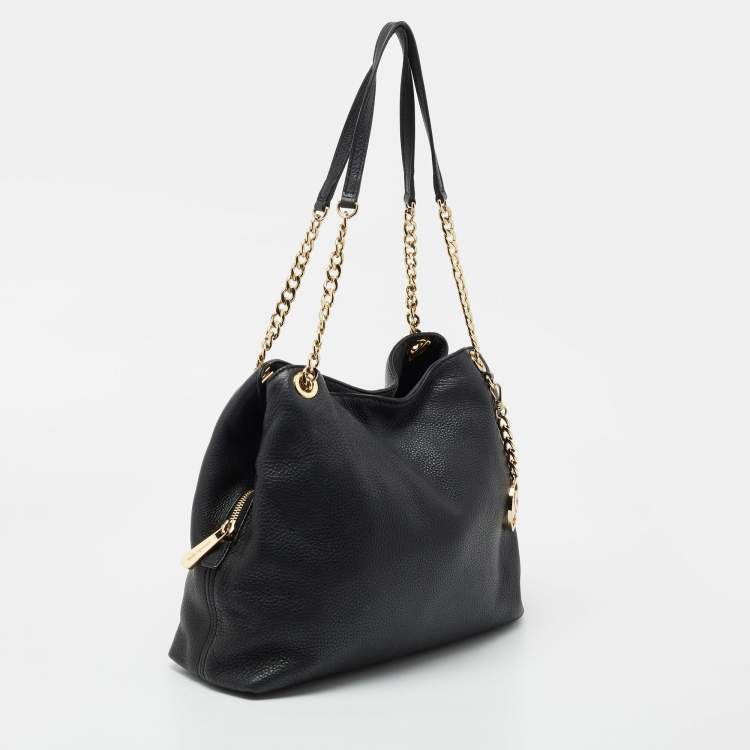 مملوكة مسبقًا MICHAEL Michael Kors Black Leather Jet Set Chain Tote