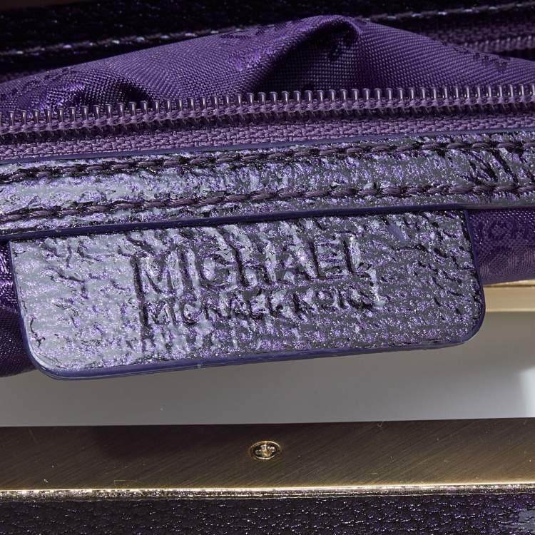 Pre Owned MICHAEL Michael Kors Purple/Black Patent Leather Berkley Clutch