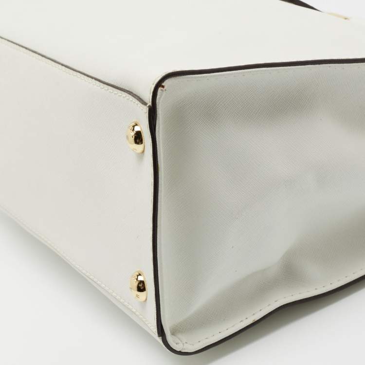 Pre Owned MICHAEL Michael Kors White Saffiano Leather Large Hamilton North South Tote