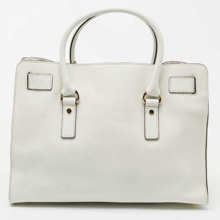 Pre Owned MICHAEL Michael Kors White Saffiano Leather Large Hamilton North South Tote