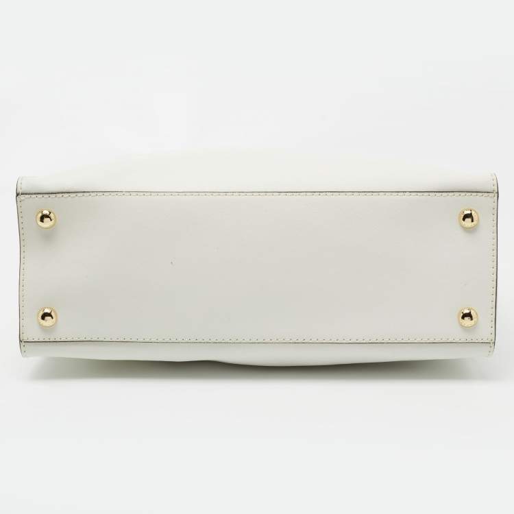 Pre Owned MICHAEL Michael Kors White Saffiano Leather Large Hamilton North South Tote