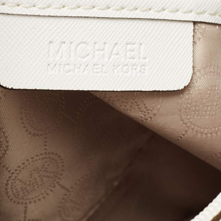 Pre Owned MICHAEL Michael Kors White Saffiano Leather Large Hamilton North South Tote