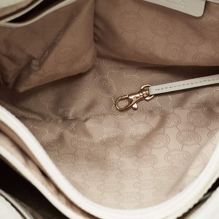 Pre Owned MICHAEL Michael Kors White Saffiano Leather Large Hamilton North South Tote