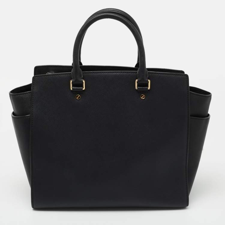Pre Owned MICHAEL Michael Kors Black Leather Large Selma Satchel