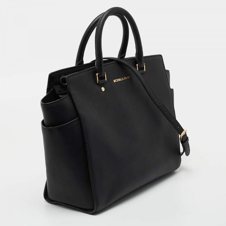 Pre Owned MICHAEL Michael Kors Black Leather Large Selma Satchel