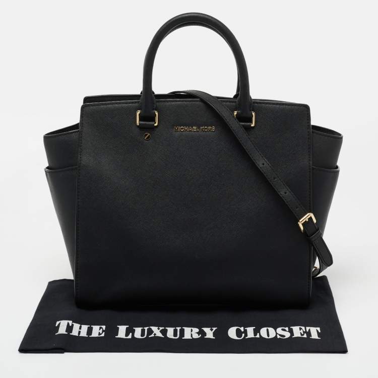 Pre Owned MICHAEL Michael Kors Black Leather Large Selma Satchel