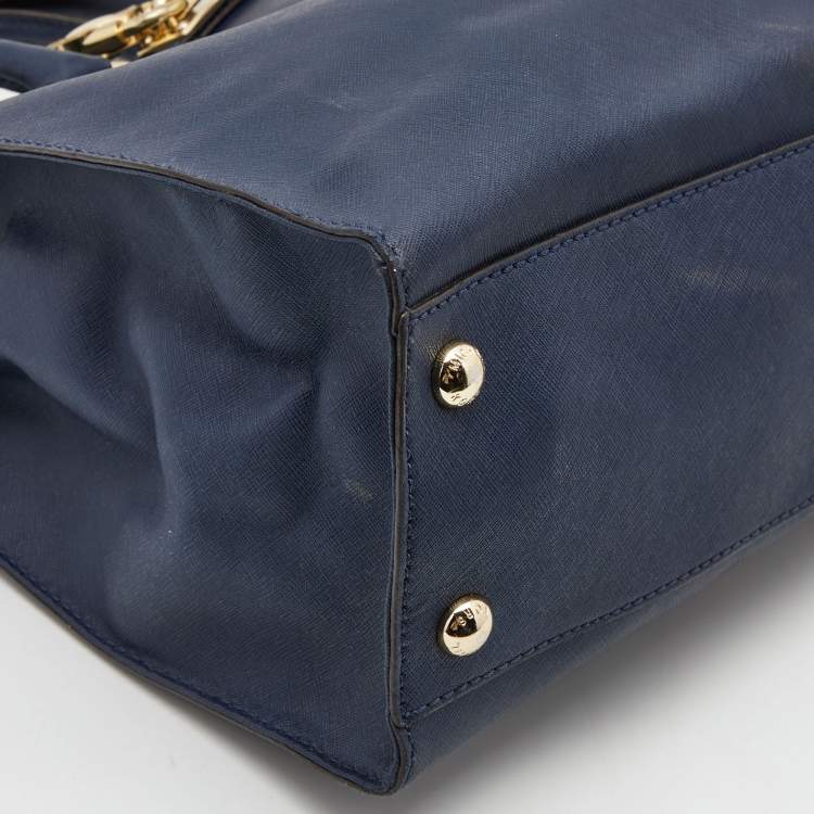 مملوكة مسبقًا MICHAEL Michael Kors Navy Blue Leather Large Hamilton North South Tote