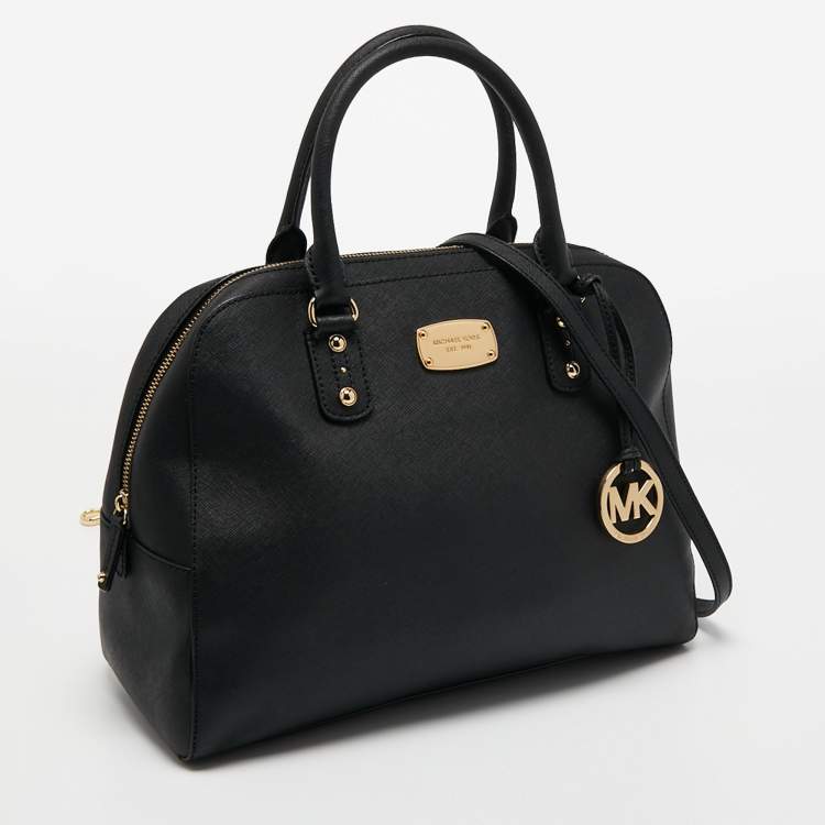 Pre Owned MICHAEL Michael Kors Black Leather Large Dome Satchel