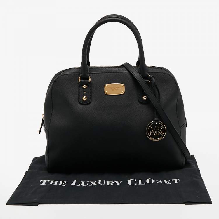 Pre Owned MICHAEL Michael Kors Black Leather Large Dome Satchel
