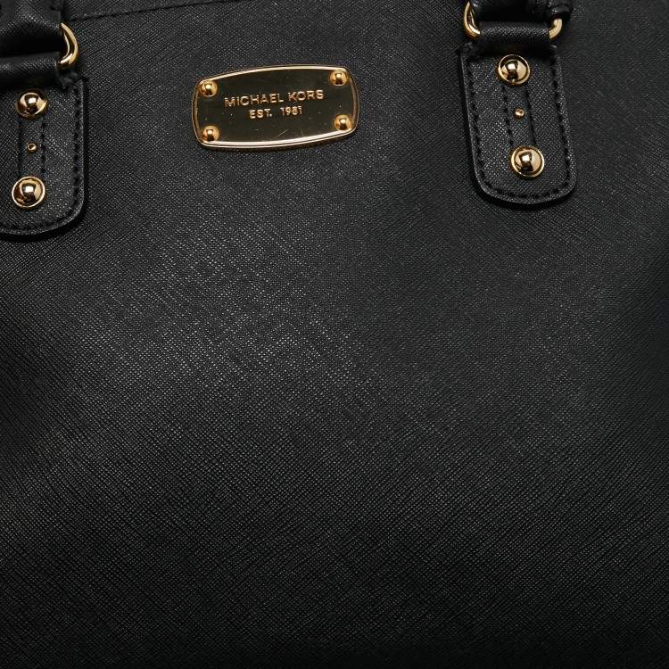 Pre Owned MICHAEL Michael Kors Black Leather Large Dome Satchel