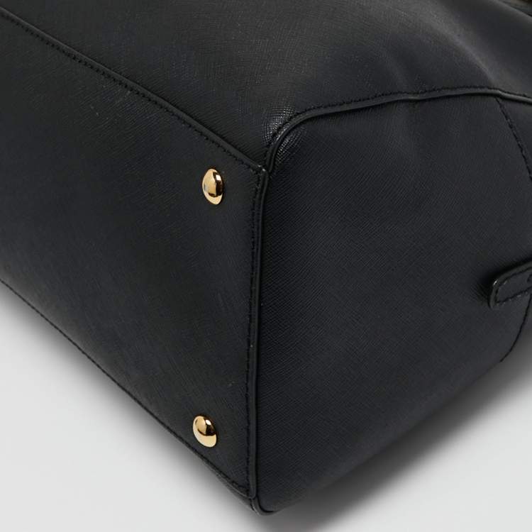 Pre Owned MICHAEL Michael Kors Black Leather Large Dome Satchel