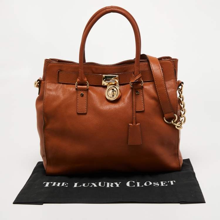 Pre Owned MICHAEL Michael Kors Brown Leather Hamilton Tote