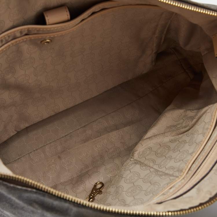 Pre Owned MICHAEL Michael Kors Brown/Beige Signature Coated Canvas Multifunction Tote