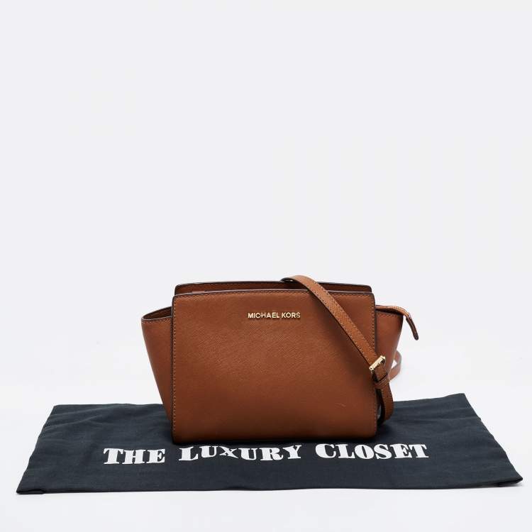 Pre Owned MICHAEL Michael Kors Brown Leather Medium Selma Crossbody Bag