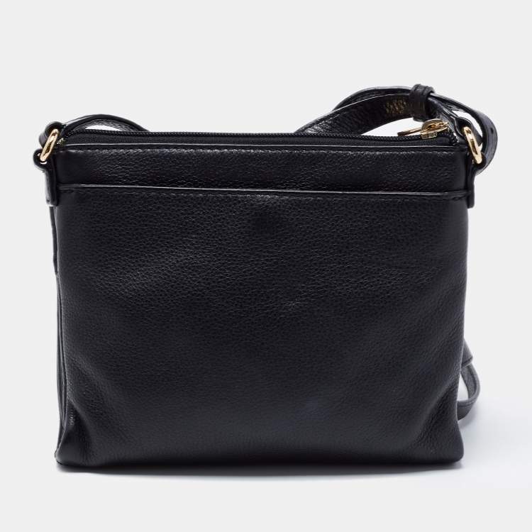 Pre Owned MICHAEL Michael Kors Black Leather Fulton Crossbody Bag