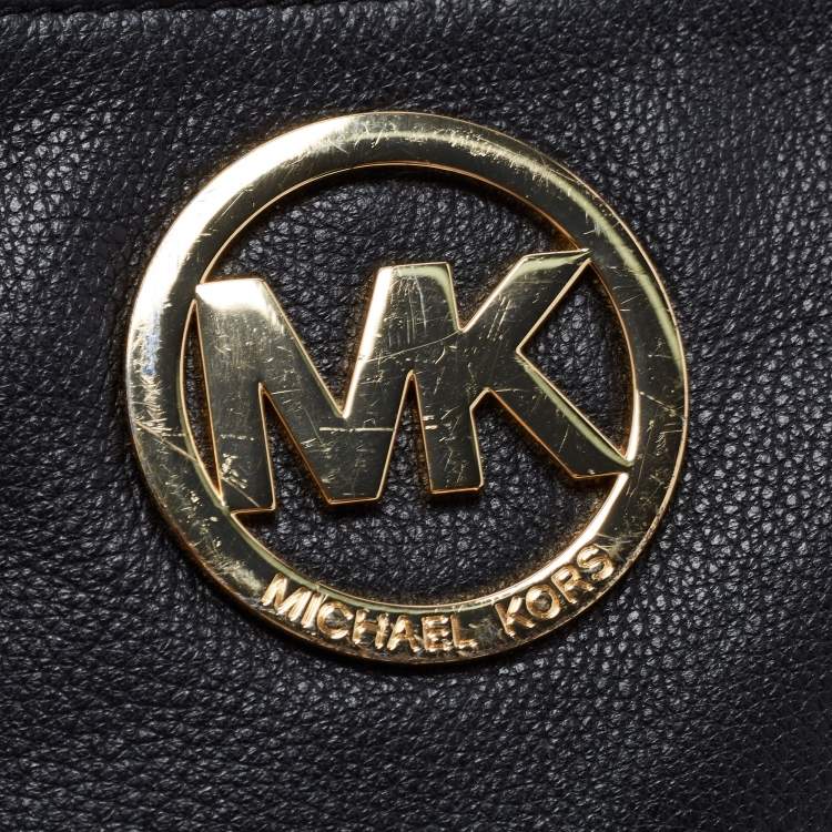 Pre Owned MICHAEL Michael Kors Black Leather Fulton Crossbody Bag