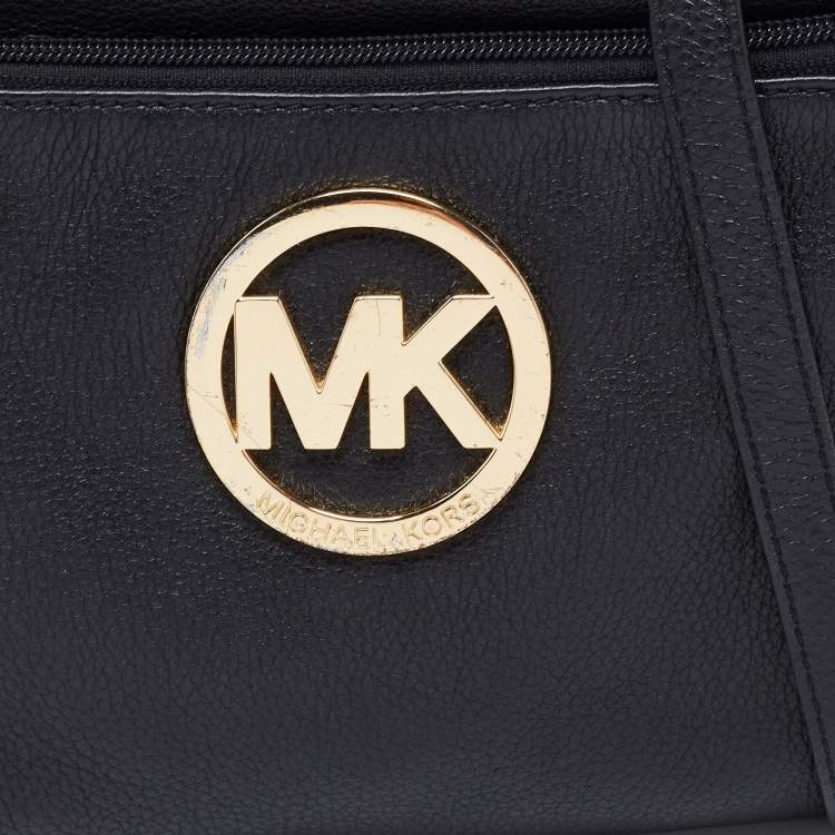 Pre Owned MICHAEL Michael Kors Black Leather Fulton Crossbody Bag
