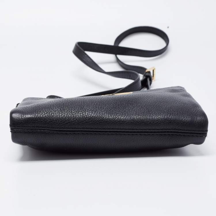 Pre Owned MICHAEL Michael Kors Black Leather Fulton Crossbody Bag