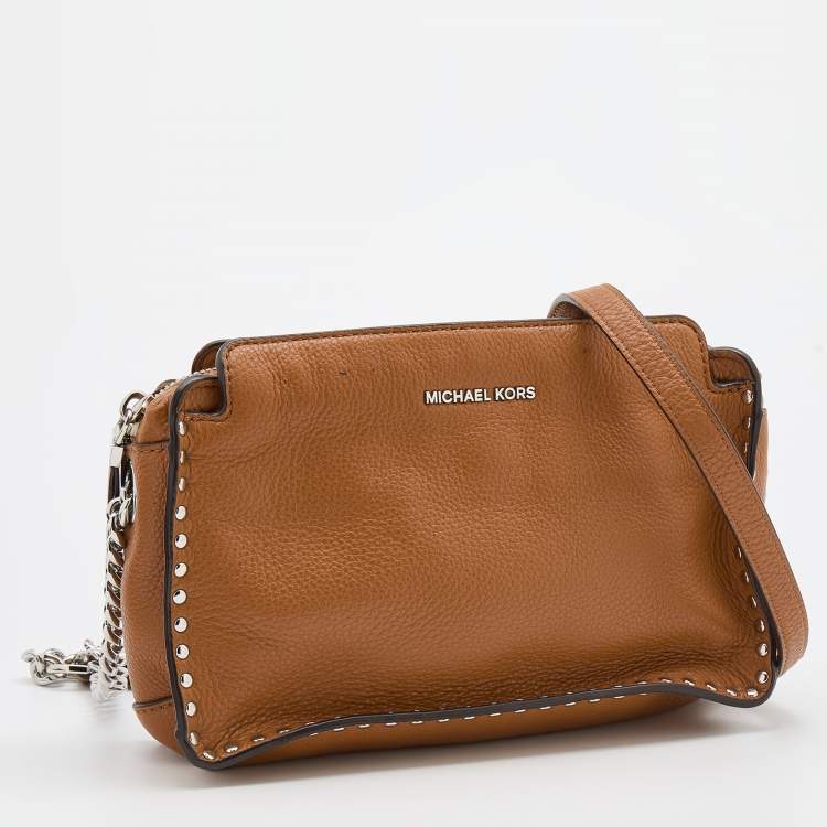 Pre Owned Michael Michael Kors Brown Leather Astor Crossbody Bag