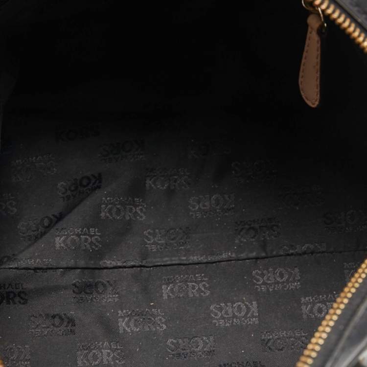Pre Owned MICHAEL Michael Kors Black Signature Patent and Leather Grayson Satchel