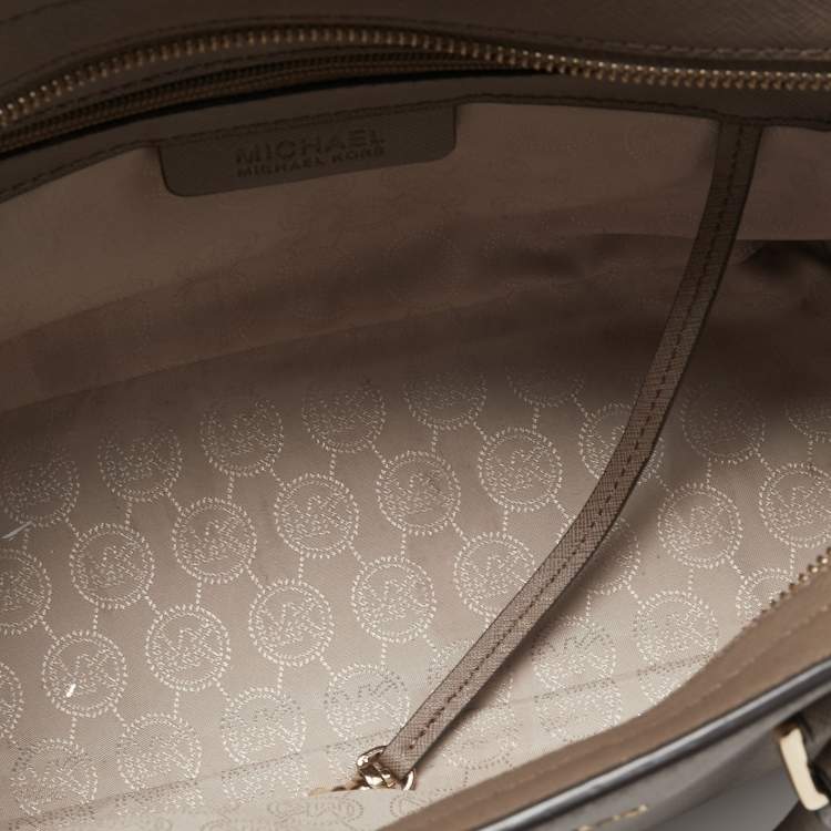 Pre Owned MICHAEL Michael Kors Dark Beige Saffiano Leather Medium Selma Tote
