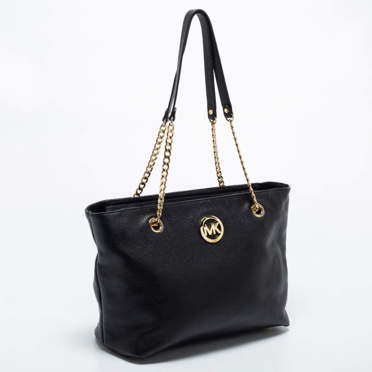 Pre Owned MICHAEL Michael Kors Black Leather Jet Set Chain Tote 