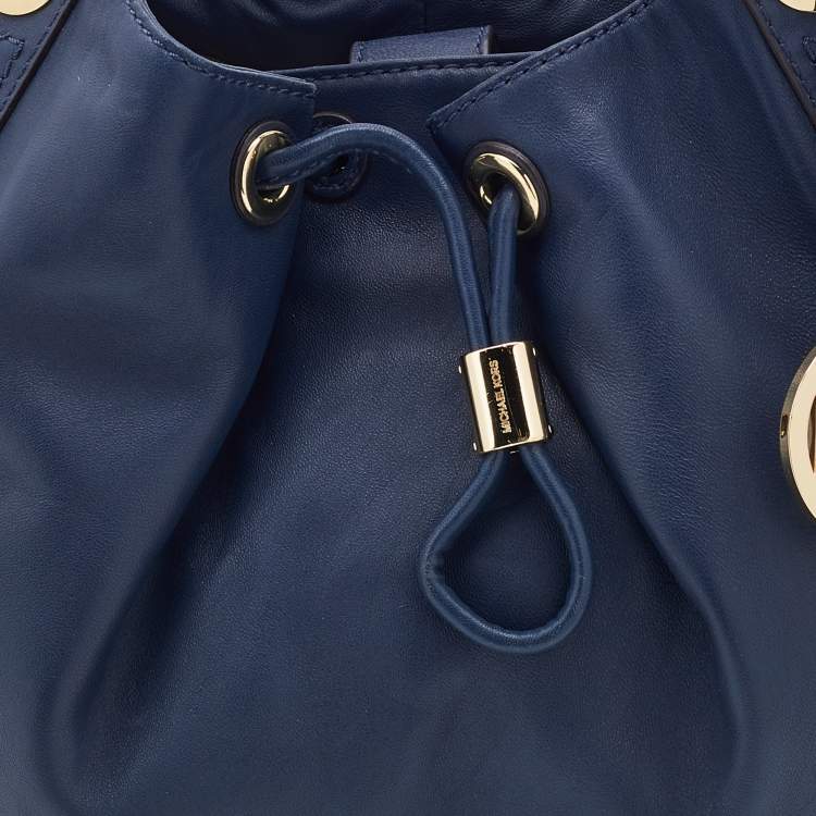 Pre Owned MICHAEL Michael Kors Blue Leather Ludlow Drawstring Shoulder Bag