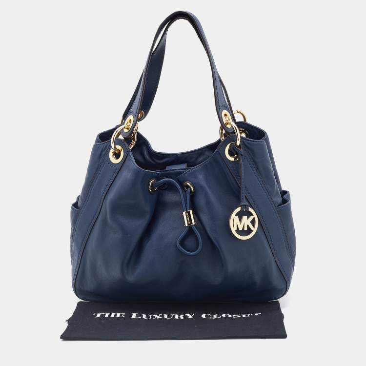 Pre Owned MICHAEL Michael Kors Blue Leather Ludlow Drawstring Shoulder Bag
