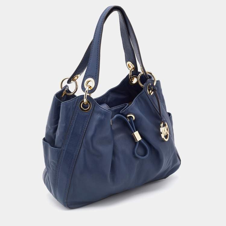 Pre Owned MICHAEL Michael Kors Blue Leather Ludlow Drawstring Shoulder Bag
